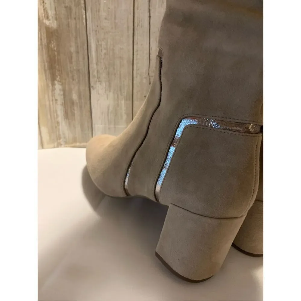 NWOT Taryn Rose Taupe‎ Silky Suede Knee High Boots 7.5